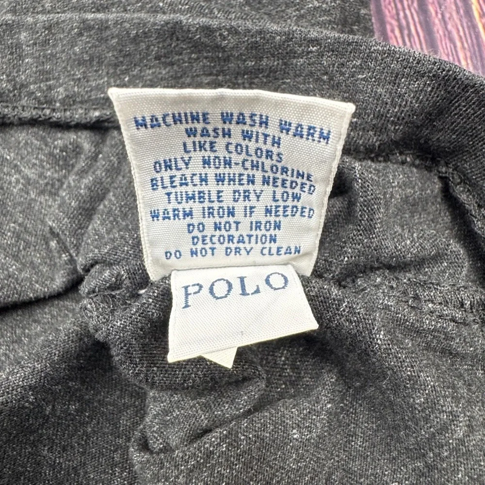Polo Ralph Lauren Long Sleeve Pocket Tee L Cotton Heathered Charcoal Grey Pony